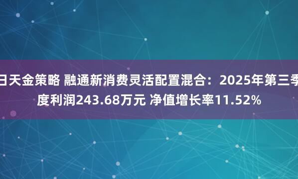 日天金策略 融通新消费灵活配置混合：2025年第三季度利润243.68万元 净值增长率11.52%