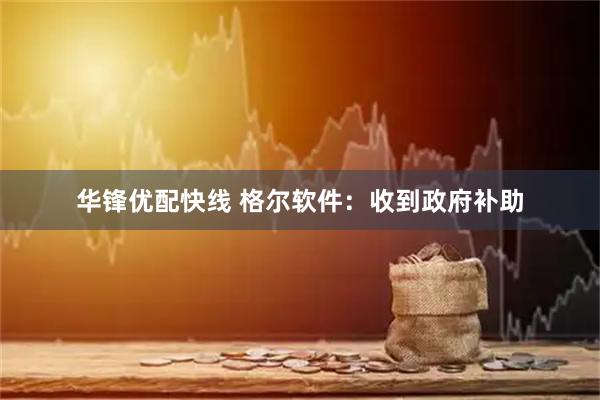 华锋优配快线 格尔软件：收到政府补助